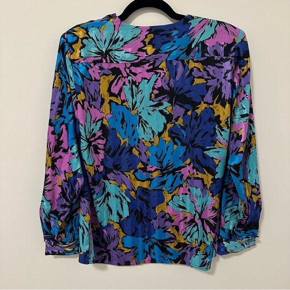Vintage Yves Saint Laurent Chemisiers YSL 80s/90s colourful floral blouse Medium - Picture 2 of 7